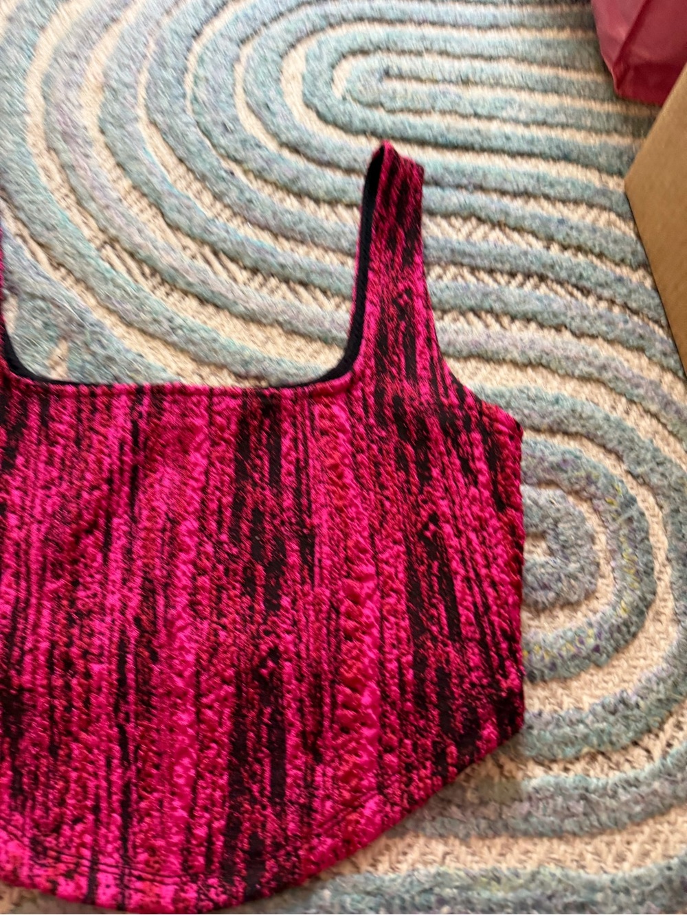 Zara Hot Pink and Black Patterned Cropped Tank